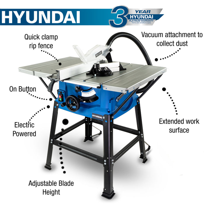 Hyundai 1800W 10” / 30mm Electric Table Saw 230V | HYTS1800E | 3 Year Warranty