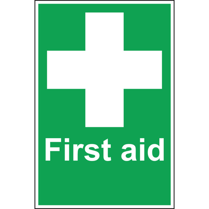 First Aid Sign with White Cross - 200x300mm