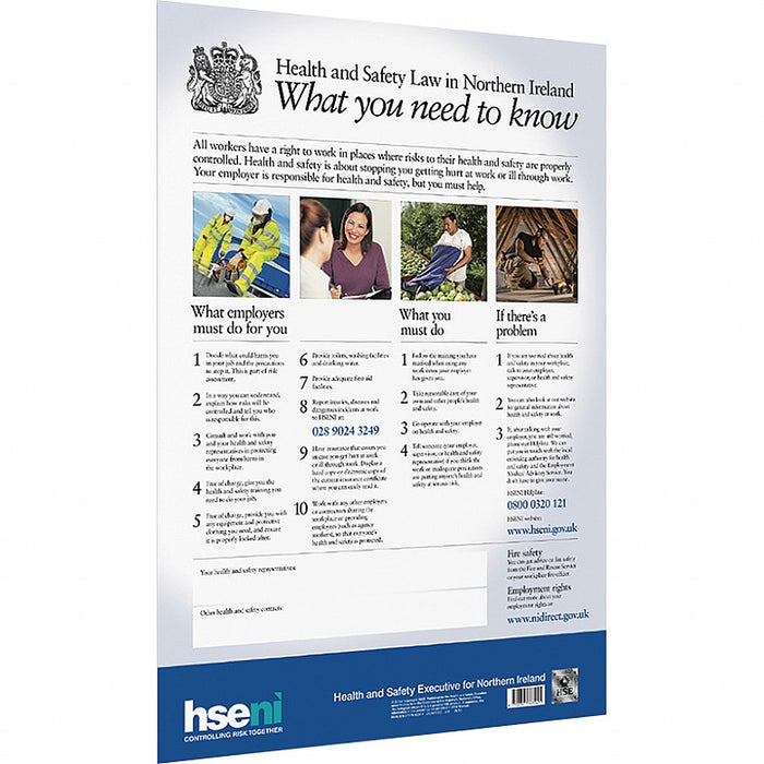HSE Health and Safety Law Poster for Northern Ireland (NI), A2 Poster