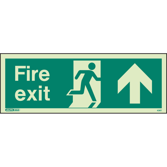 Photoluminescent Fire Exit Running Man & Straight Ahead Arrow Sign