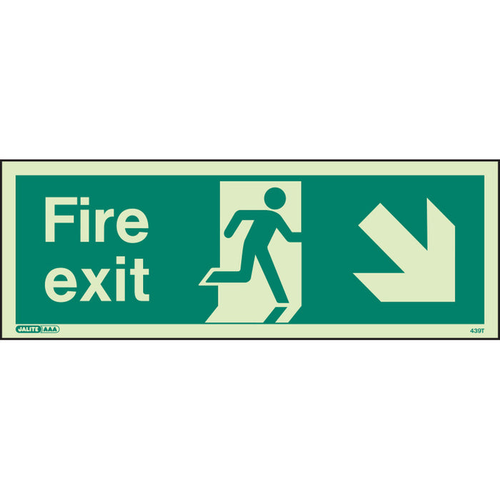 Photoluminescent Fire Exit Running Man & Bottom Right Corner Arrow Sign