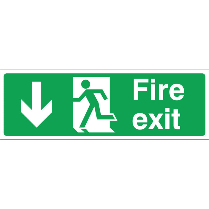 Fire Exit (DOWN) Sign, 45x15cm