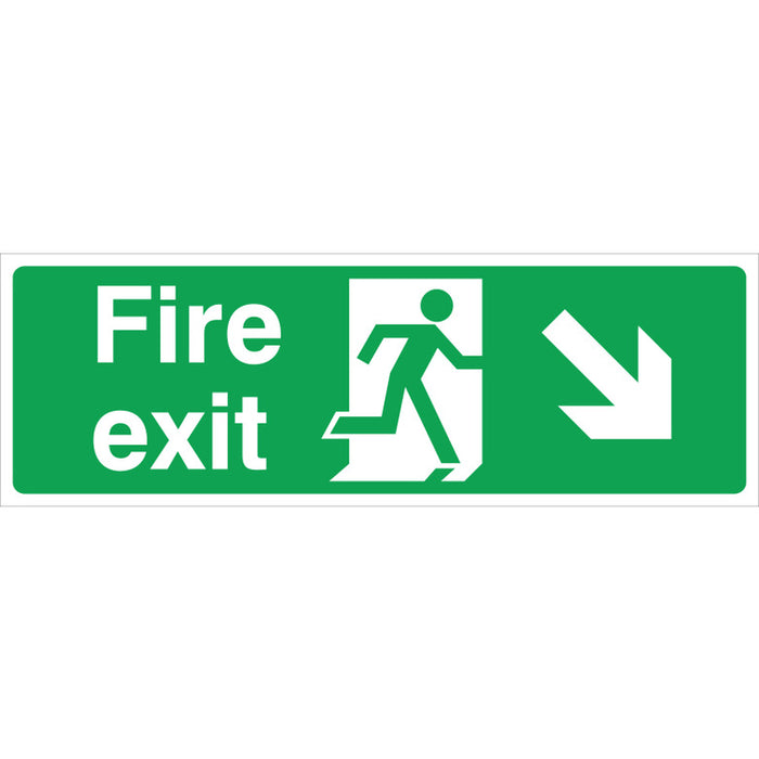 Fire Exit RIGHT/DOWN Sign, 45x15cm
