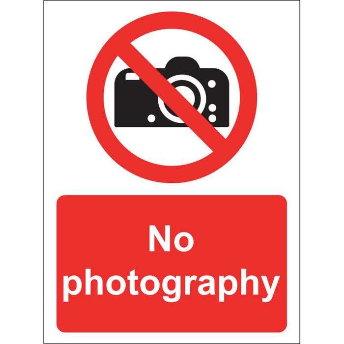 No Photography Sign, Vinyl, 15x20cm
