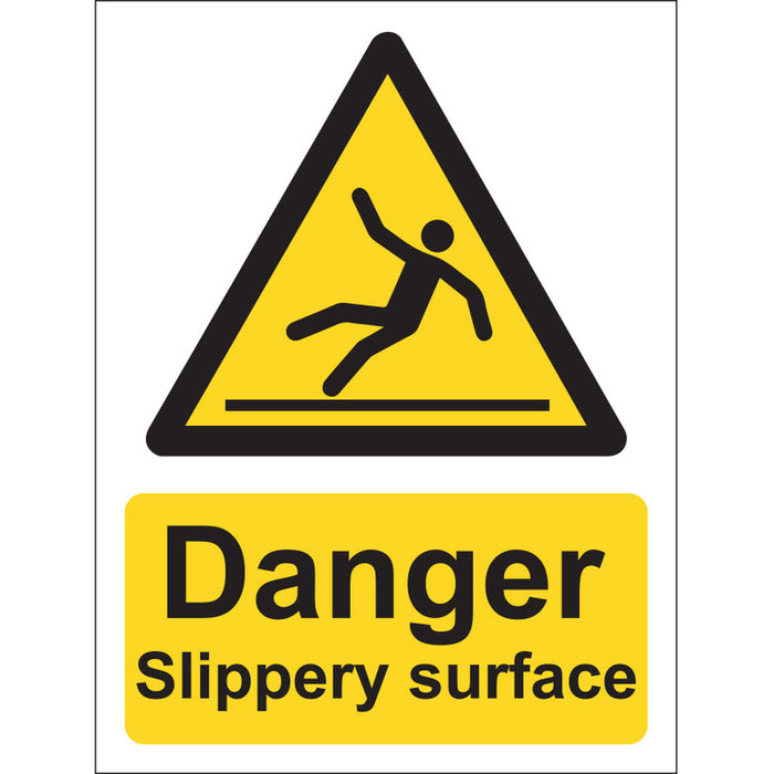 Danger Slippery Surface Sign, Vinyl, 15x20cm