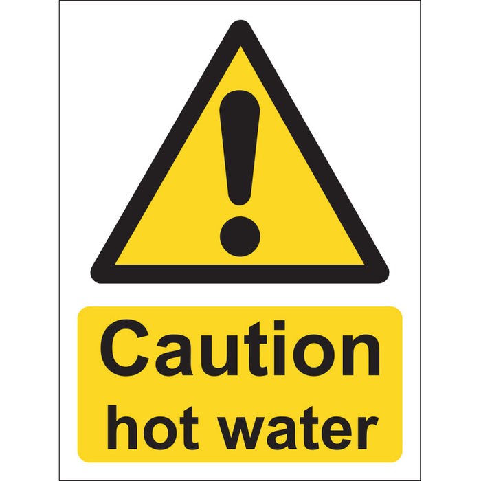Caution Hot Water Sign, Vinyl, 15x20cm