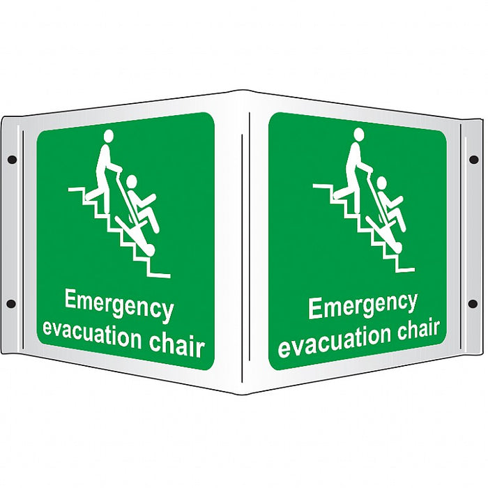 Emergency Evacuation Chair Rigid 3D Projecting Sign 43x20cm