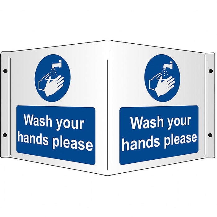 Wash your Hands Rigid 3D Projecting Sign 43x20cm