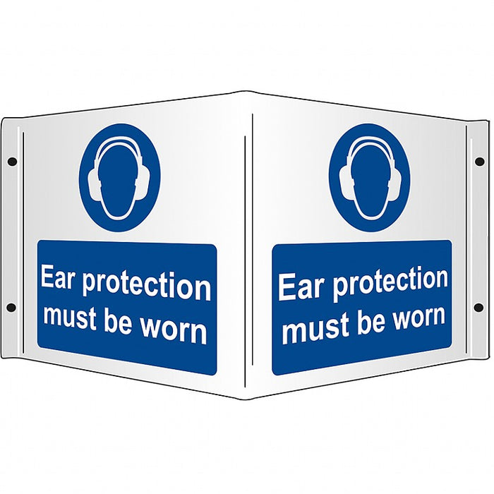 Hearing Protection Must Be Worn Rigid 3D Projecting Sign 43x20cm