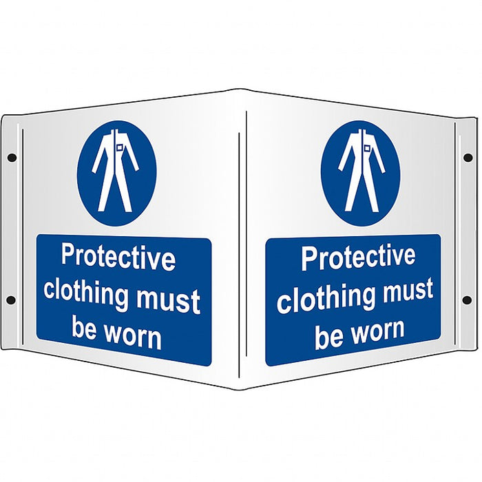 Protective Clothing Must be Worn Rigid 3D Projecting Sign 43x20cm