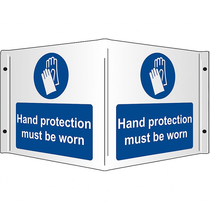 Hand Protection Must be Worn Rigid 3D Projecting Sign 43x20cm