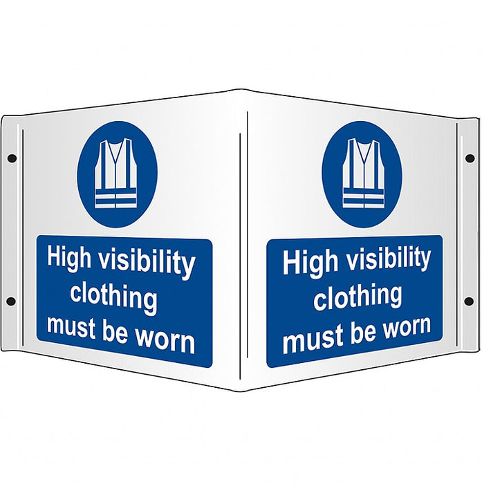 High Visibility Clothing Must be Worn Rigid 3D Projecting Sign 43x20cm