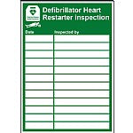 Defibrillator Inspection Sign Updateable Sign A5