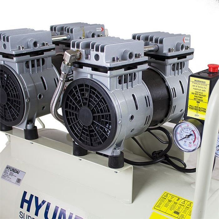 Hyundai 50 Litre Air Compressor, 11CFM/100psi, Oil Free, Low Noise, Electric 2hp | HY27550 | 2 Year Hyundai warranty