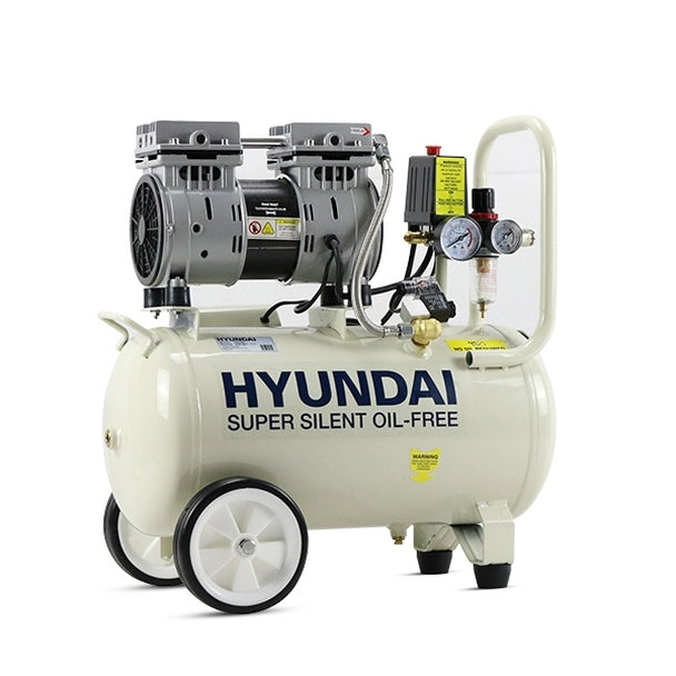 Hyundai 24 Litre Air Compressor, 5.2CFM/100psi, Silenced, Oil Free, Direct Drive 1hp | HY7524 | 2 Year Platinum Warranty