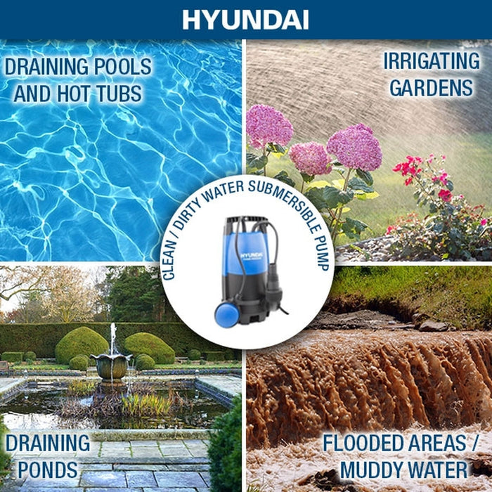 HYUNDAI 400W Electric Submersible Clean / Dirty and Low Depth Water Pump | HYSP400CD| 3 Year Warranty