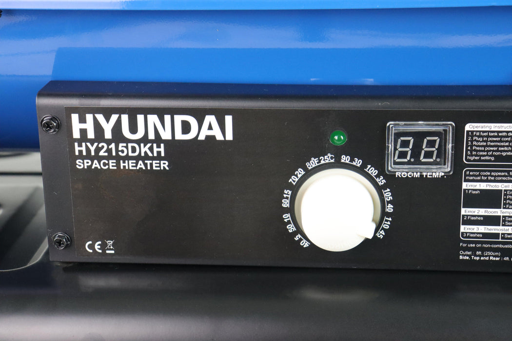 Hyundai 63kW Diesel/Kerosene Space Heater 215,000BTU | HY215DKH | 2 Year Hyundai Warranty
