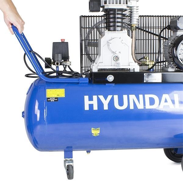 Hyundai Air Compressor Twin Cylinder, Belt Drive 3hp | Hyundai 100 Litre 14CFM/145psi | 2 Year Platinum Warranty